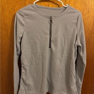 SHEIN Gray Long Sleeve Top with Zipper
